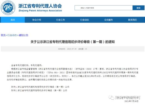 第一批专利代理师 专利代理机构信用评价等级名单 附评分指标